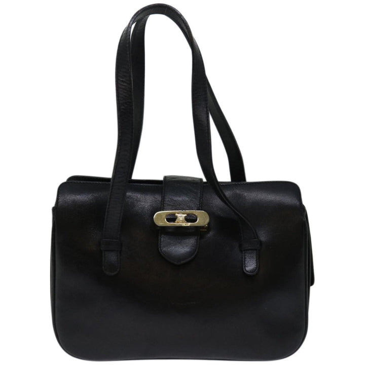 Celine Hand Bag Leather Black Auth 68292