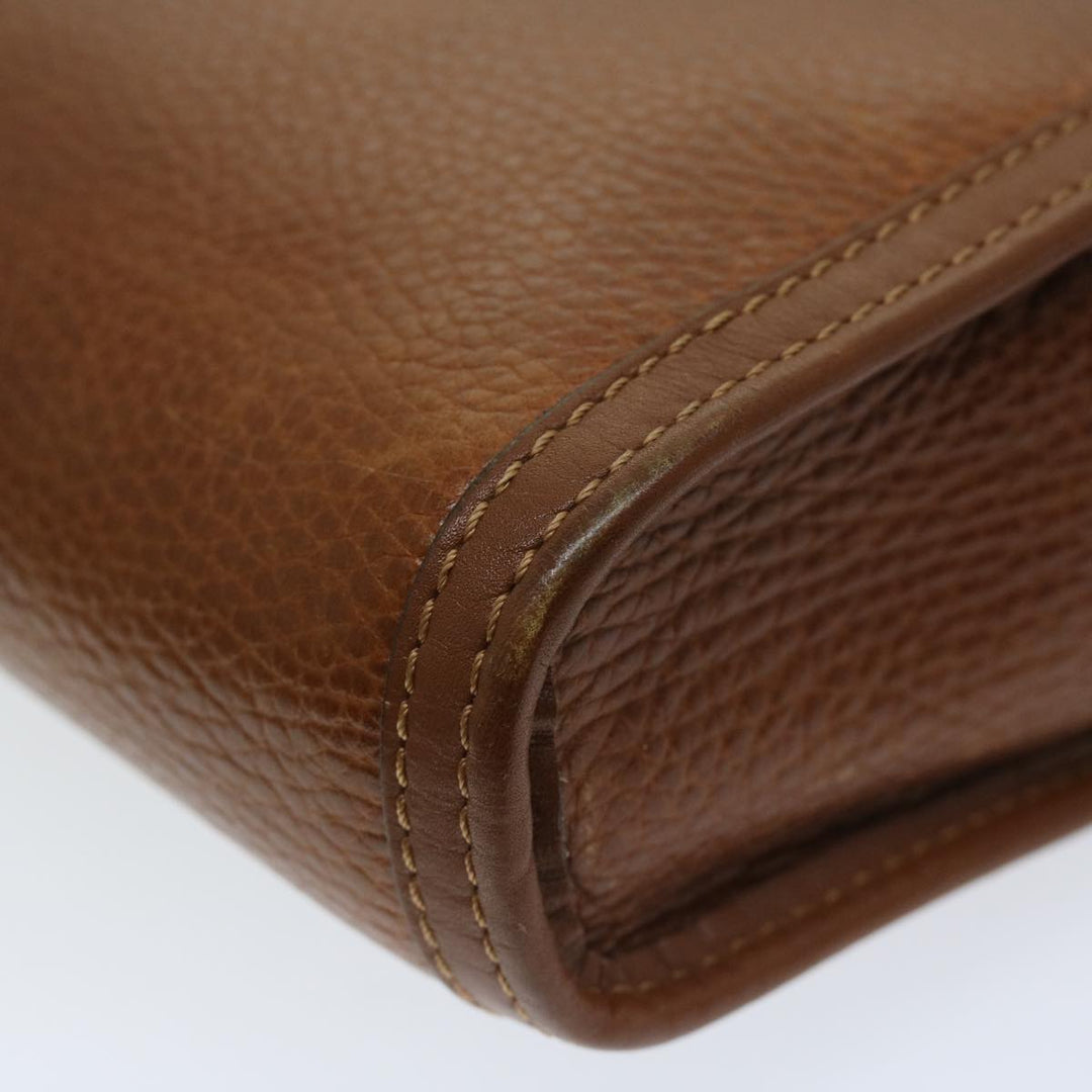 Celine Clutch Bag Leather Brown  68346