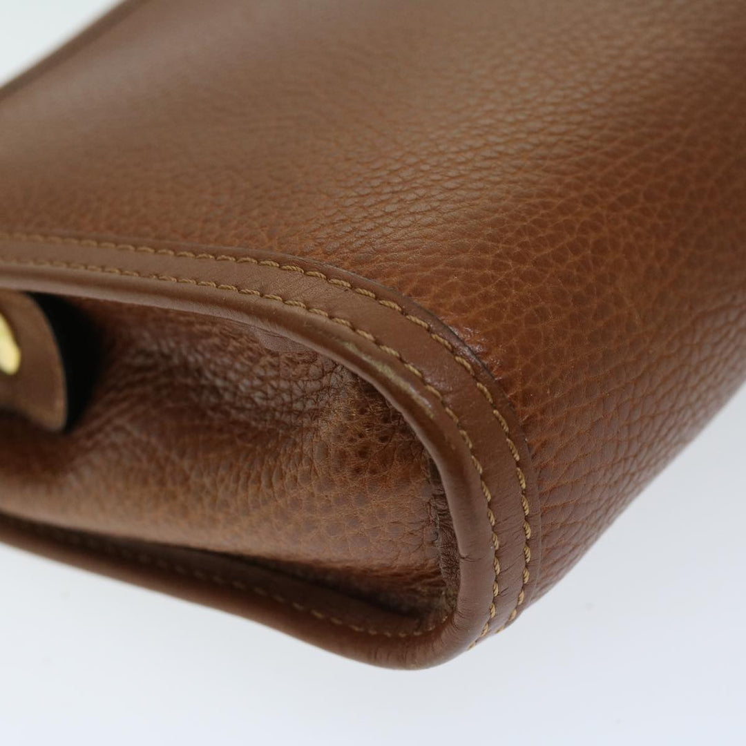 Celine Clutch Bag Leather Brown  68346