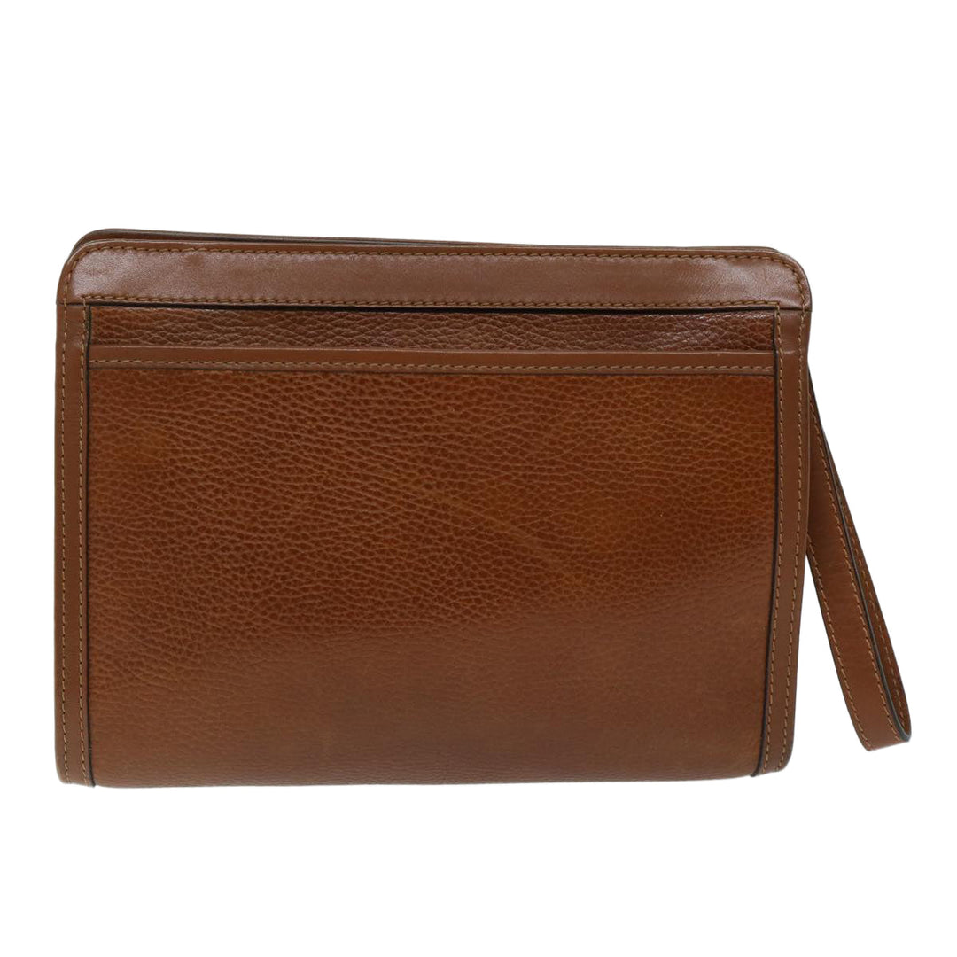 Celine Clutch Bag Leather Brown  68346