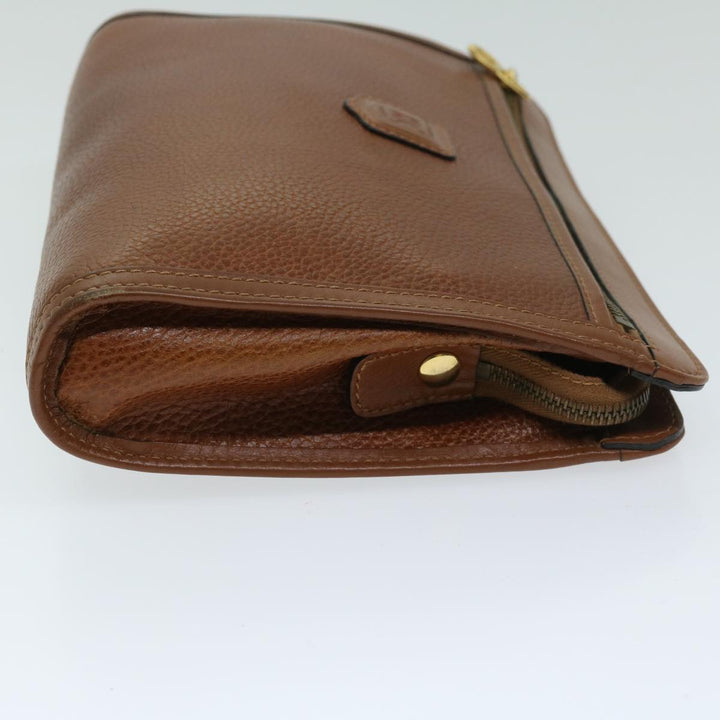 Celine Clutch Bag Leather Brown  68346