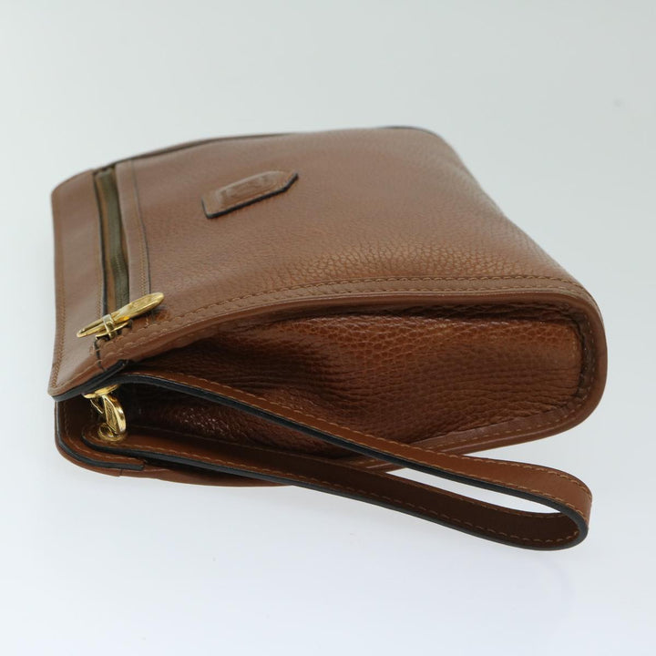 Celine Clutch Bag Leather Brown  68346