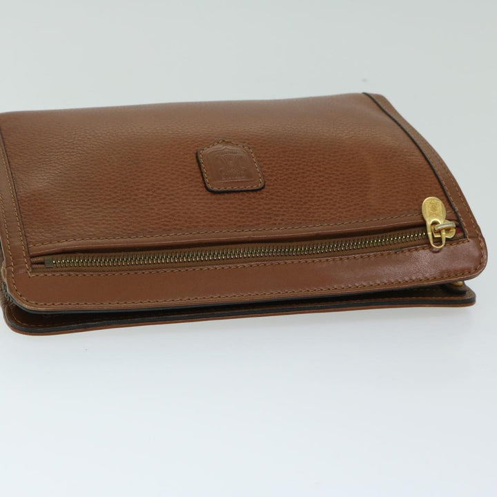 Celine Clutch Bag Leather Brown  68346