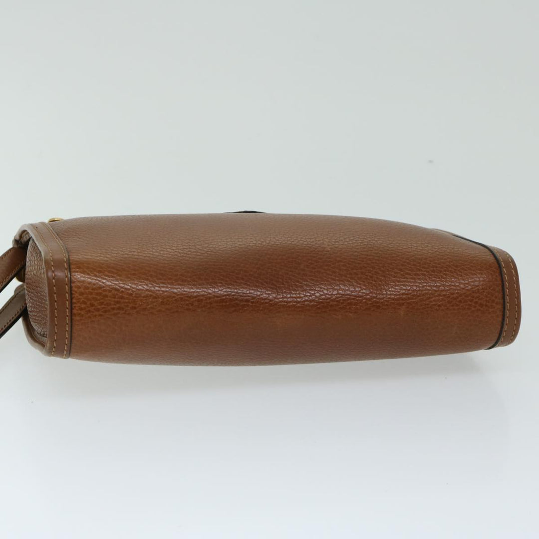 Celine Clutch Bag Leather Brown  68346