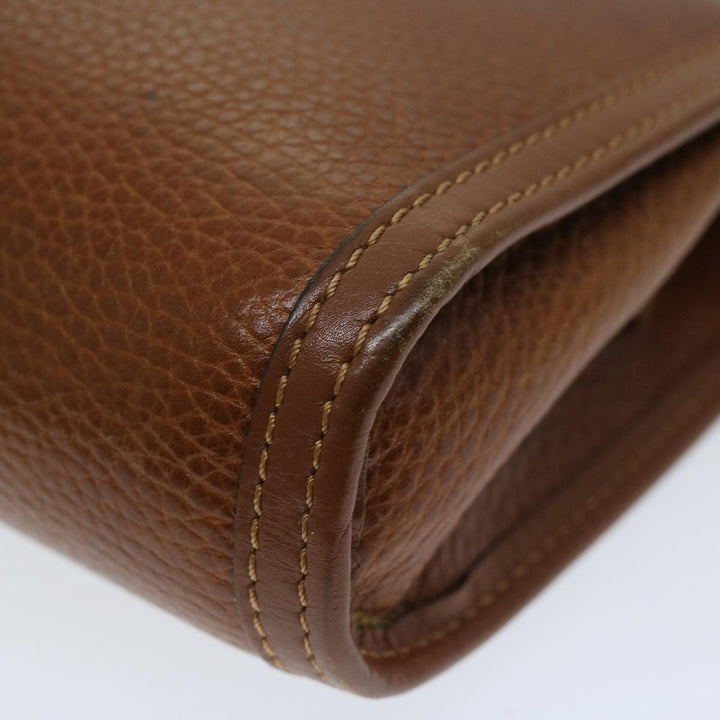 Celine Clutch Bag Leather Brown  68346
