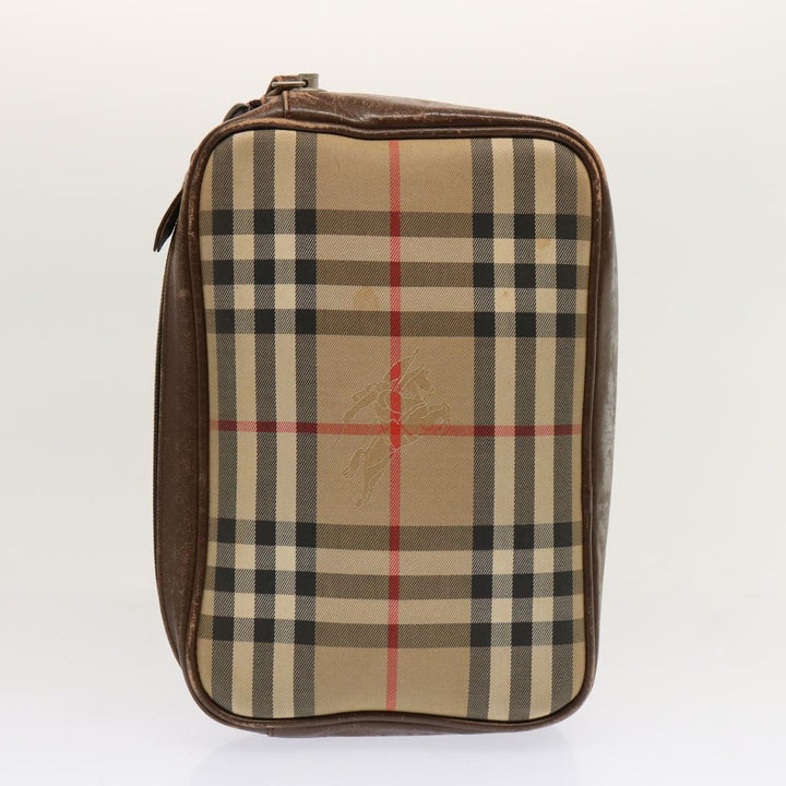 Burberry Nova Check Clutch Bag Canvas 2Set Beige Brown Auth 68349