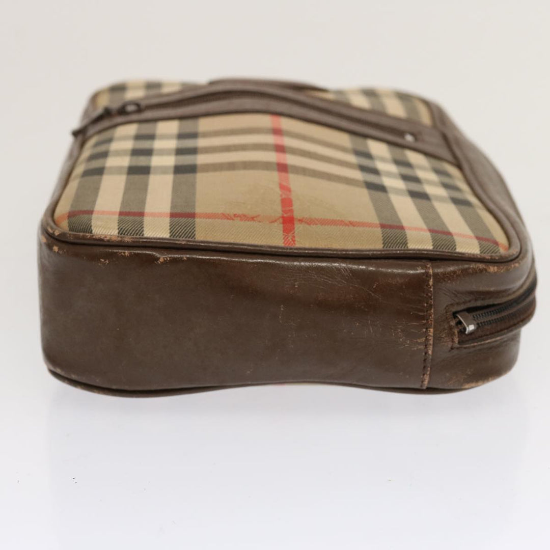 Burberry Nova Check Clutch Bag Canvas 2Set Beige Brown Auth 68349
