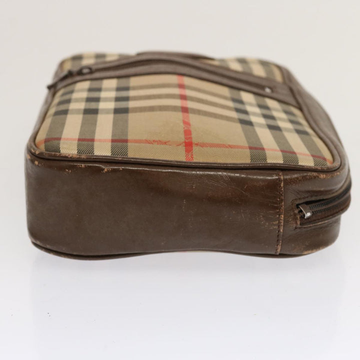 Burberry Nova Check Clutch Bag Canvas 2Set Beige Brown Auth 68349