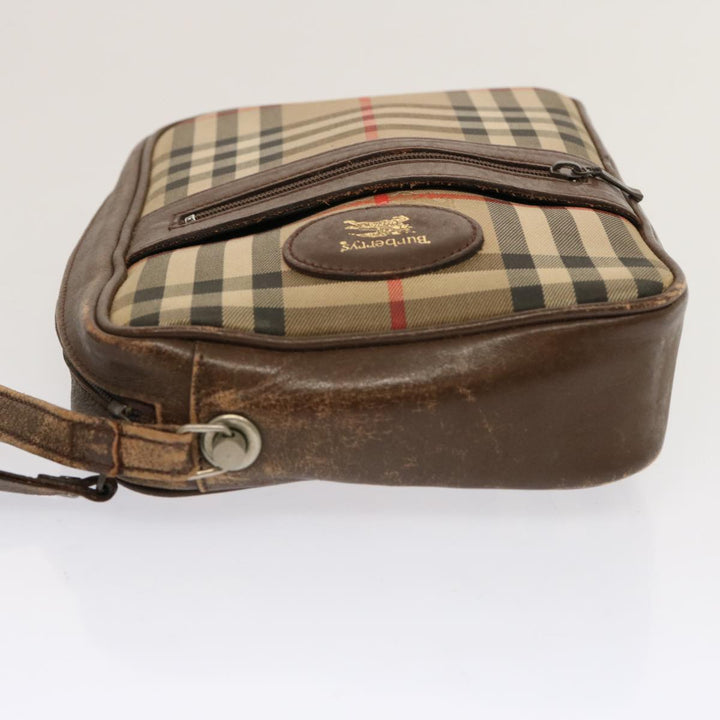 Burberry Nova Check Clutch Bag Canvas 2Set Beige Brown Auth 68349