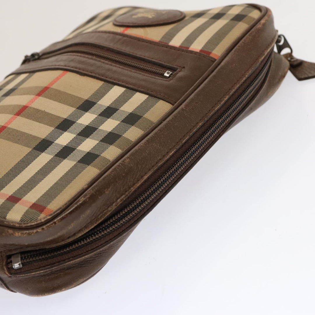 Burberry Nova Check Clutch Bag Canvas 2Set Beige Brown Auth 68349