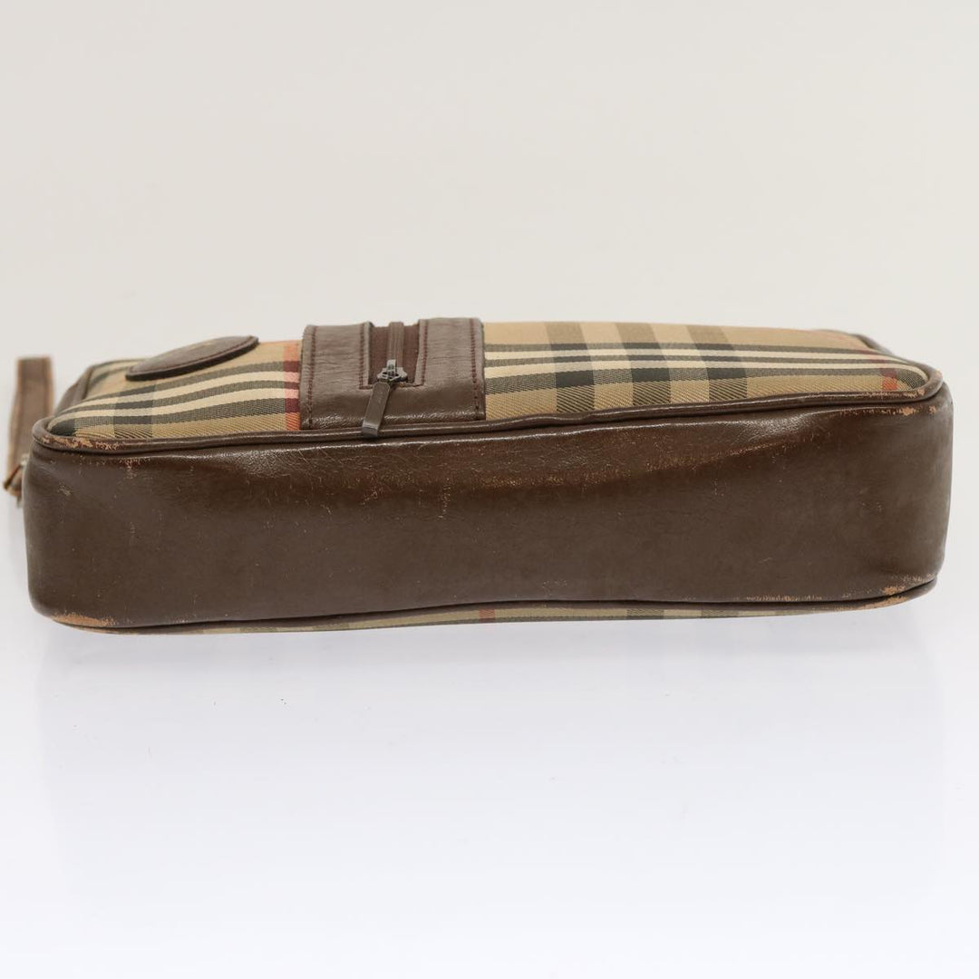 Burberry Nova Check Clutch Bag Canvas 2Set Beige Brown Auth 68349