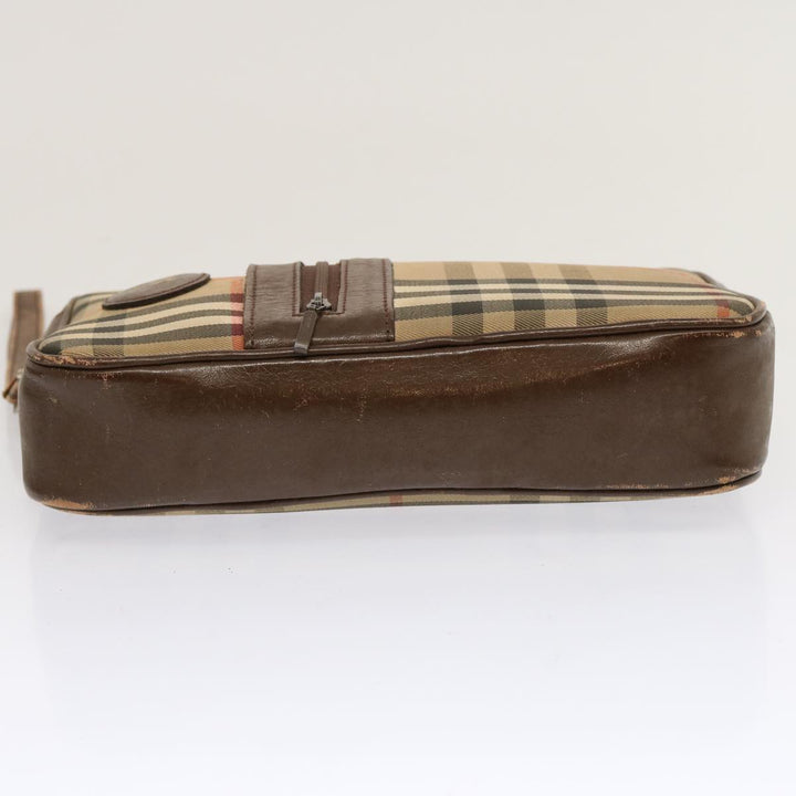 Burberry Nova Check Clutch Bag Canvas 2Set Beige Brown Auth 68349