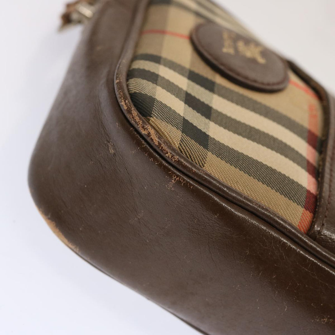 Burberry Nova Check Clutch Bag Canvas 2Set Beige Brown Auth 68349