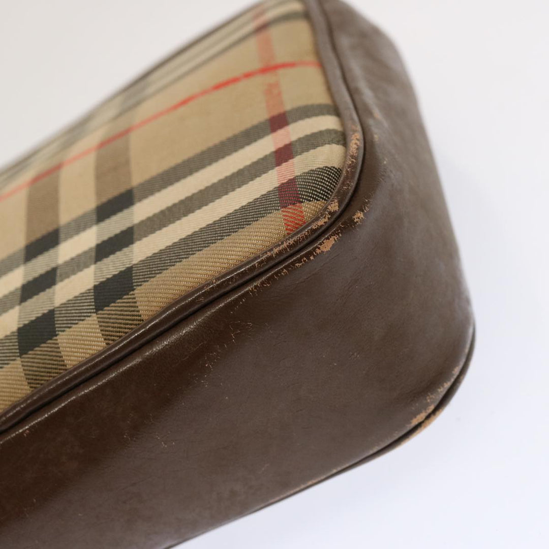 Burberry Nova Check Clutch Bag Canvas 2Set Beige Brown Auth 68349