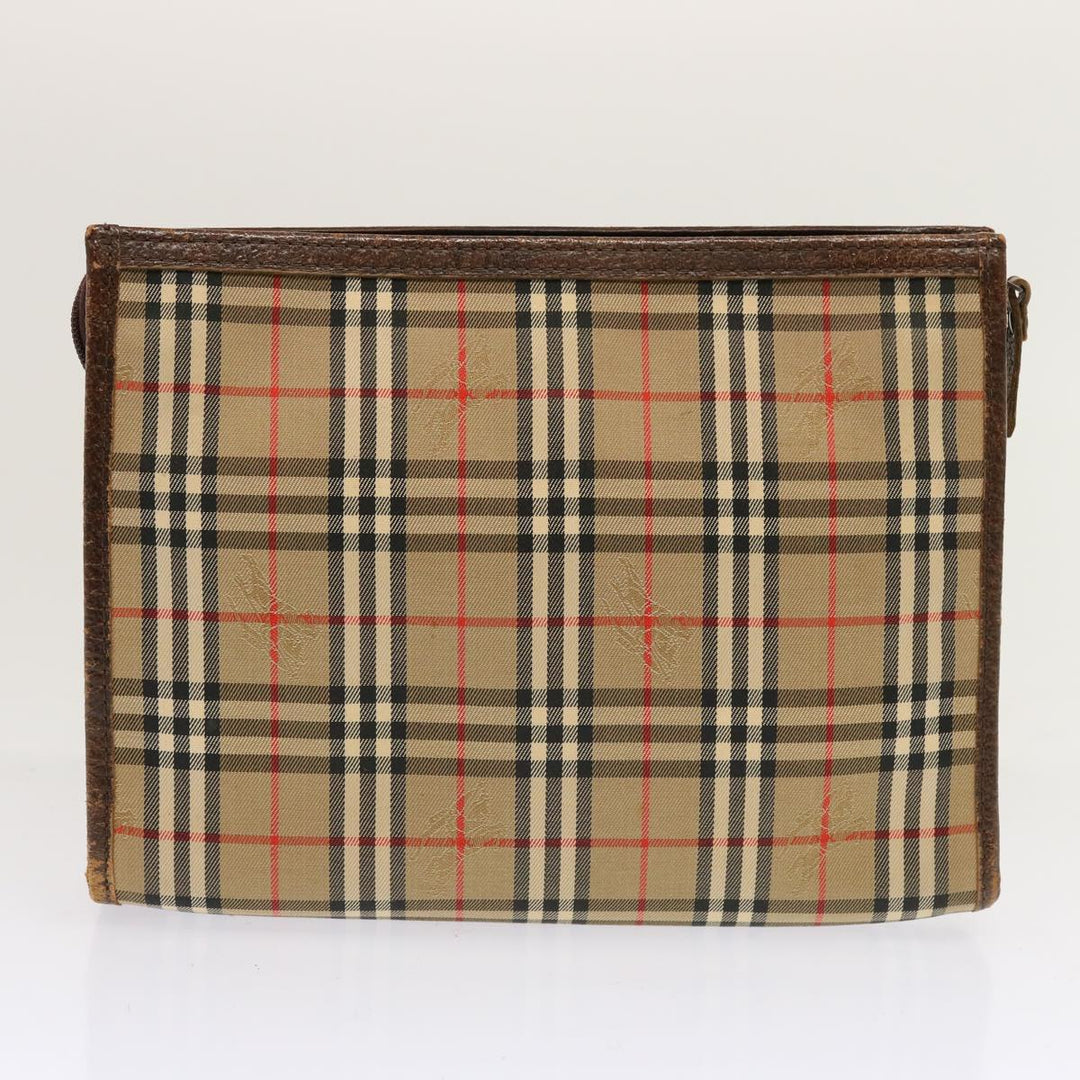 Burberry Nova Check Clutch Bag Canvas 2Set Beige Brown Auth 68349