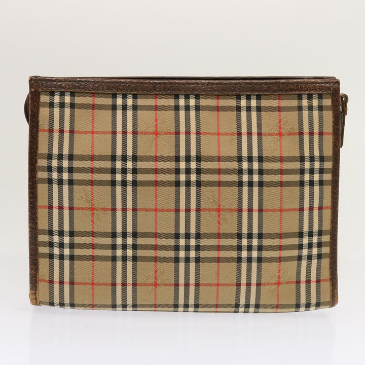 Burberry Nova Check Clutch Bag Canvas 2Set Beige Brown Auth 68349