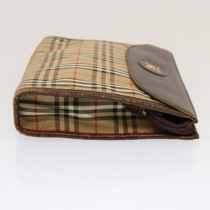 Burberry Nova Check Clutch Bag Canvas 2Set Beige Brown Auth 68349