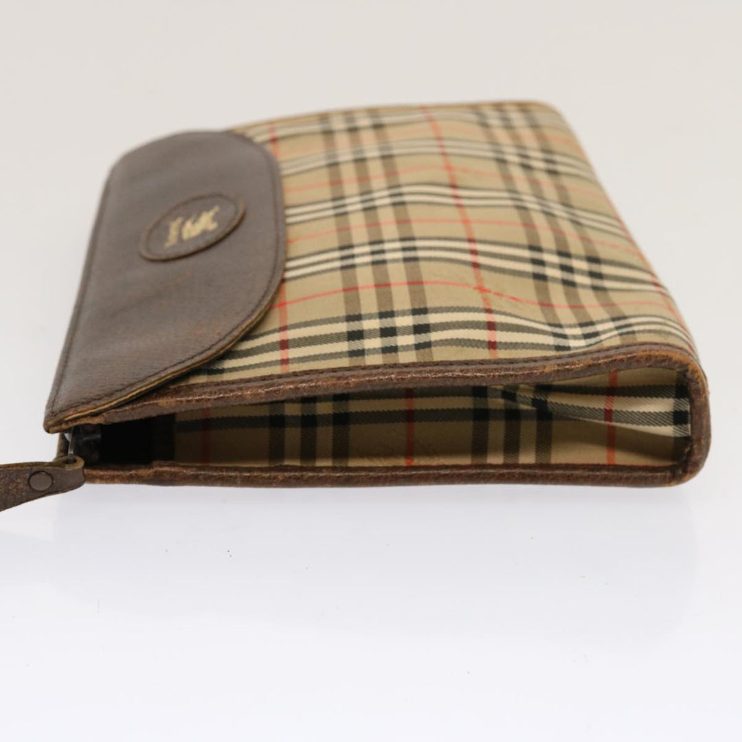 Burberry Nova Check Clutch Bag Canvas 2Set Beige Brown Auth 68349