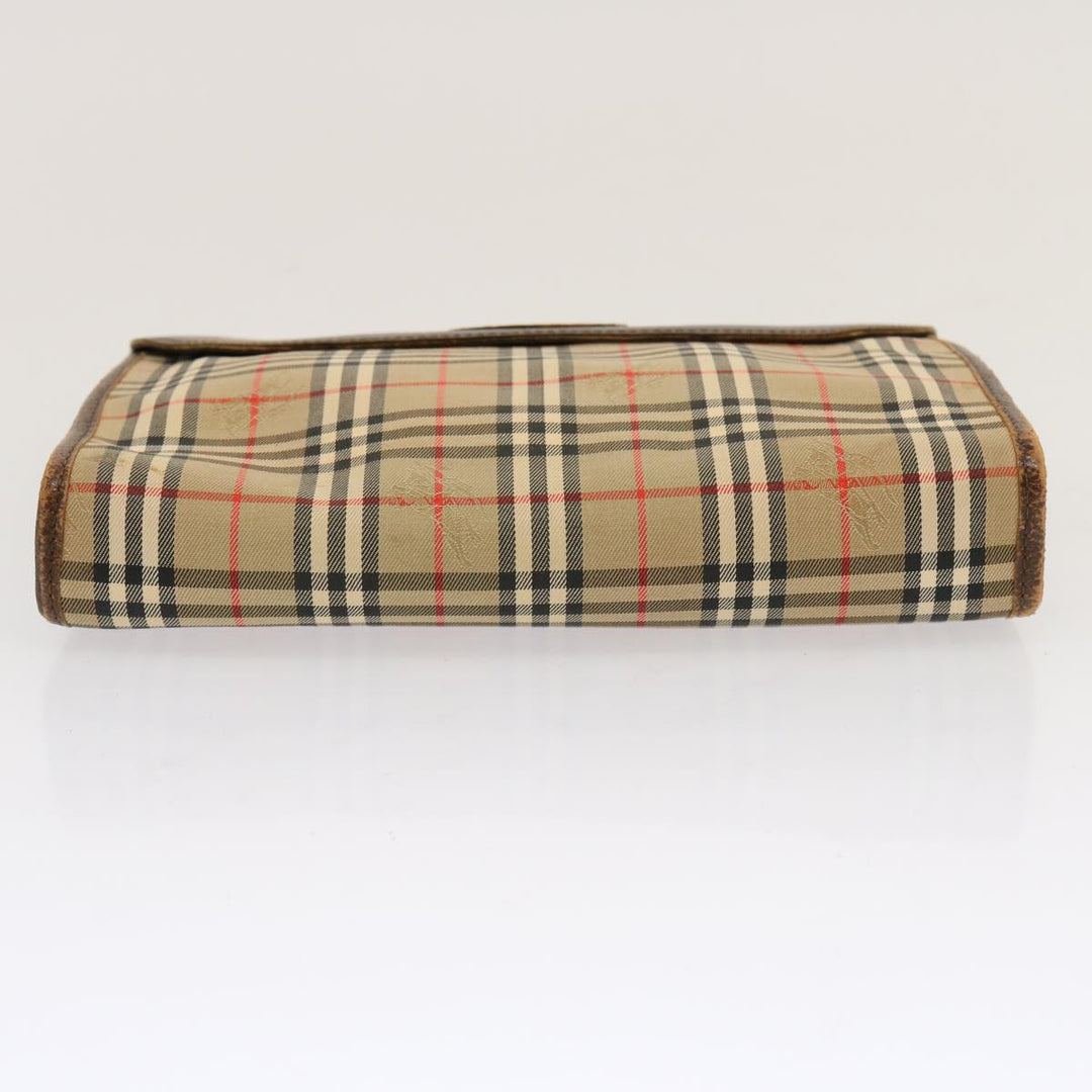 Burberry Nova Check Clutch Bag Canvas 2Set Beige Brown Auth 68349