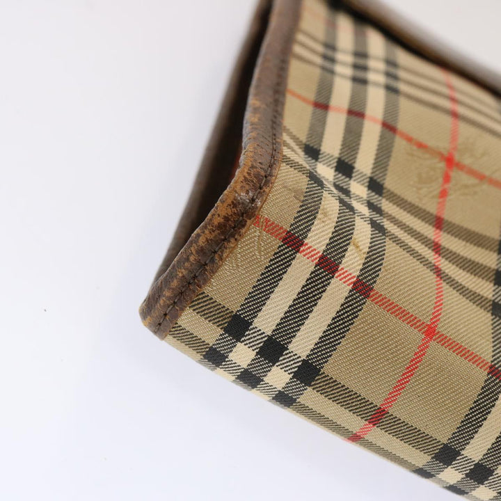 Burberry Nova Check Clutch Bag Canvas 2Set Beige Brown Auth 68349