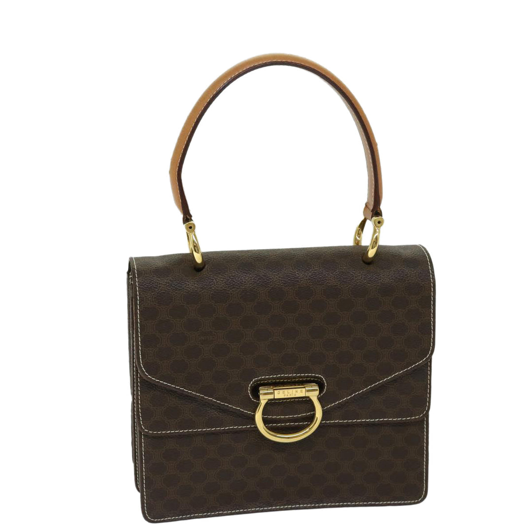 Celine Macadam Canvas Hand Bag PVC Brown  68359