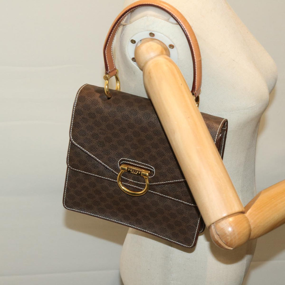 Celine Macadam Canvas Hand Bag PVC Brown  68359
