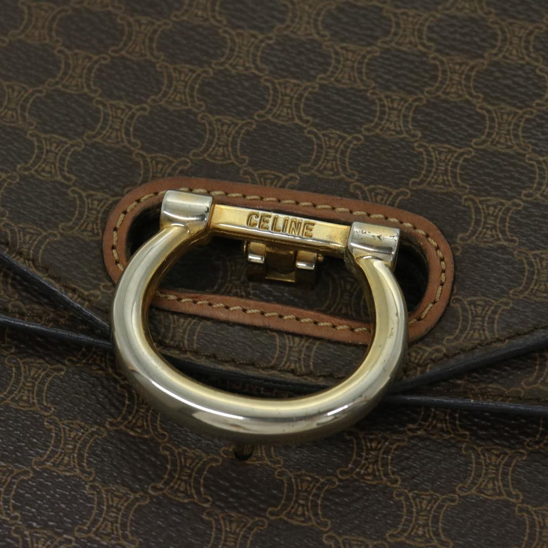 Celine Macadam Canvas Hand Bag PVC Brown Auth 68360