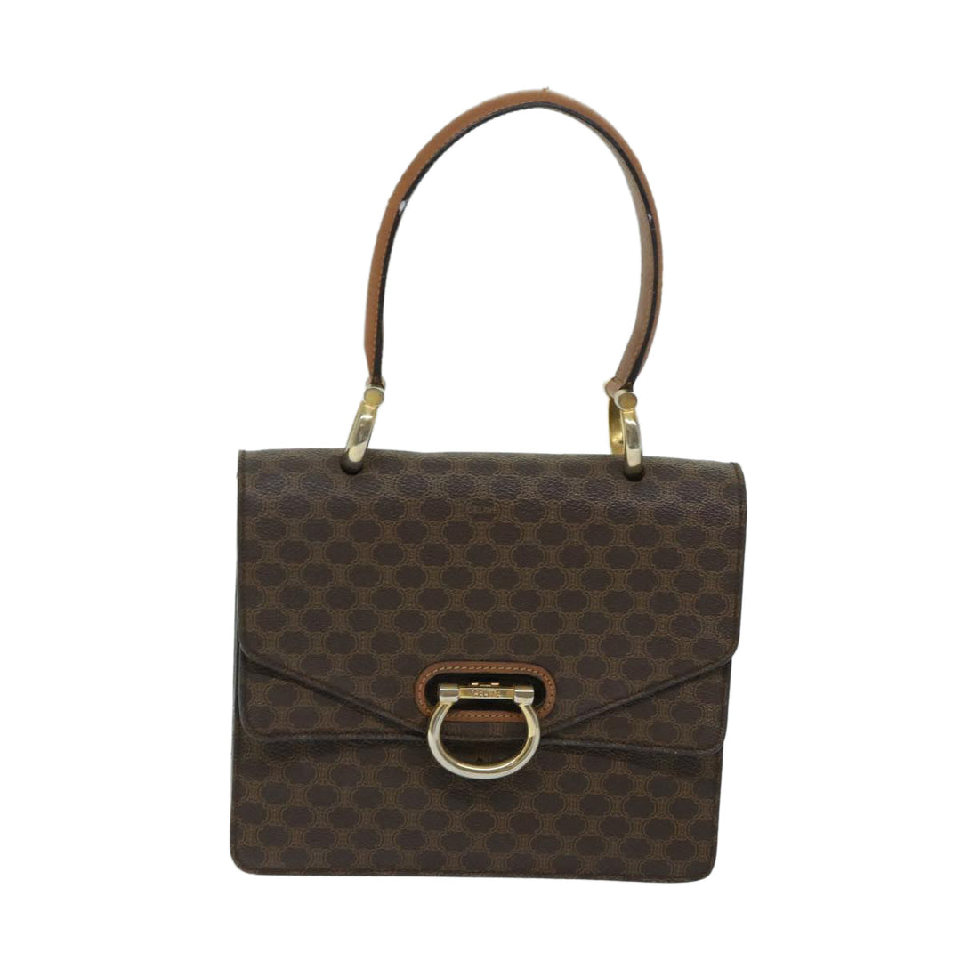 Celine Macadam Canvas Hand Bag PVC Brown Auth 68360