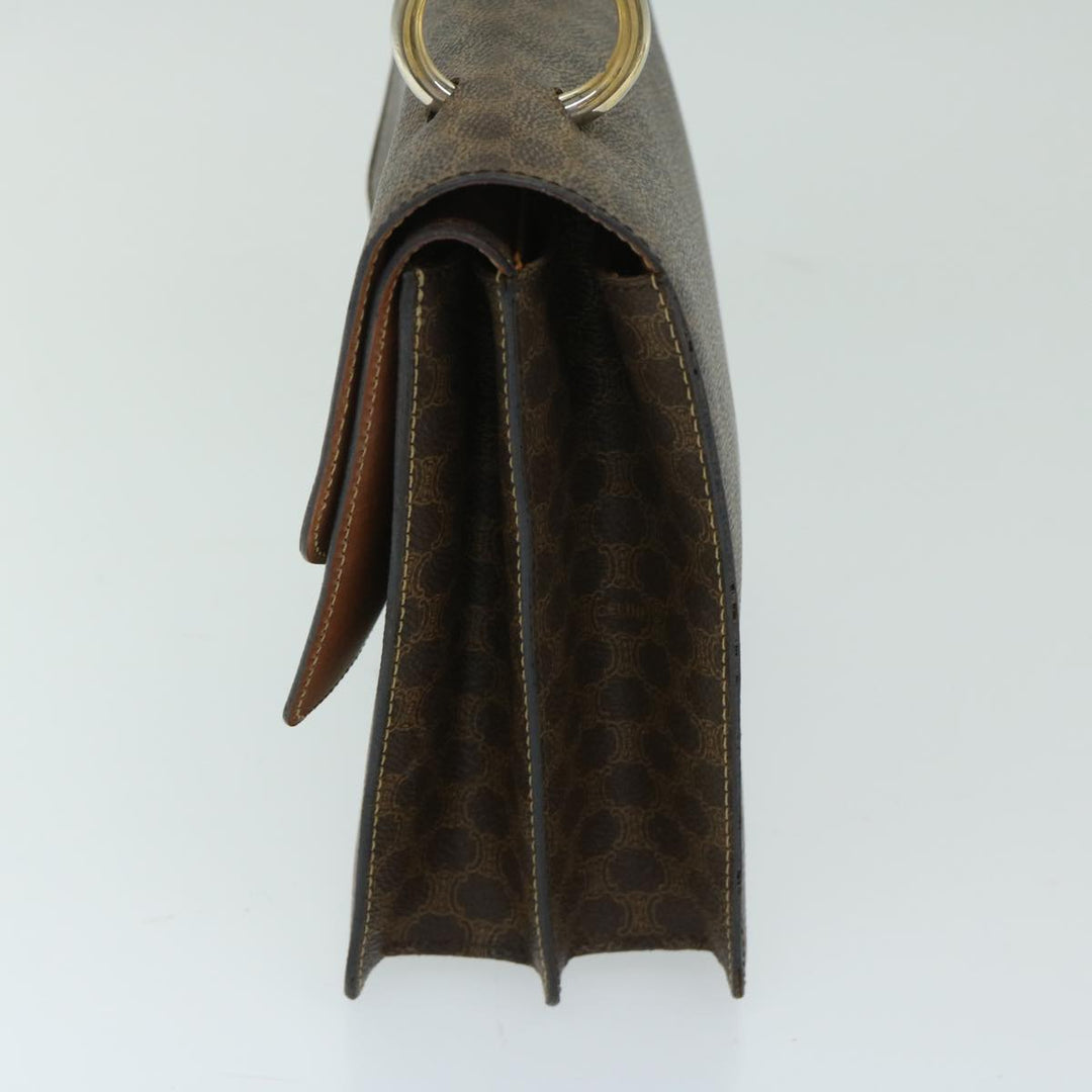 Celine Macadam Canvas Hand Bag PVC Brown Auth 68360