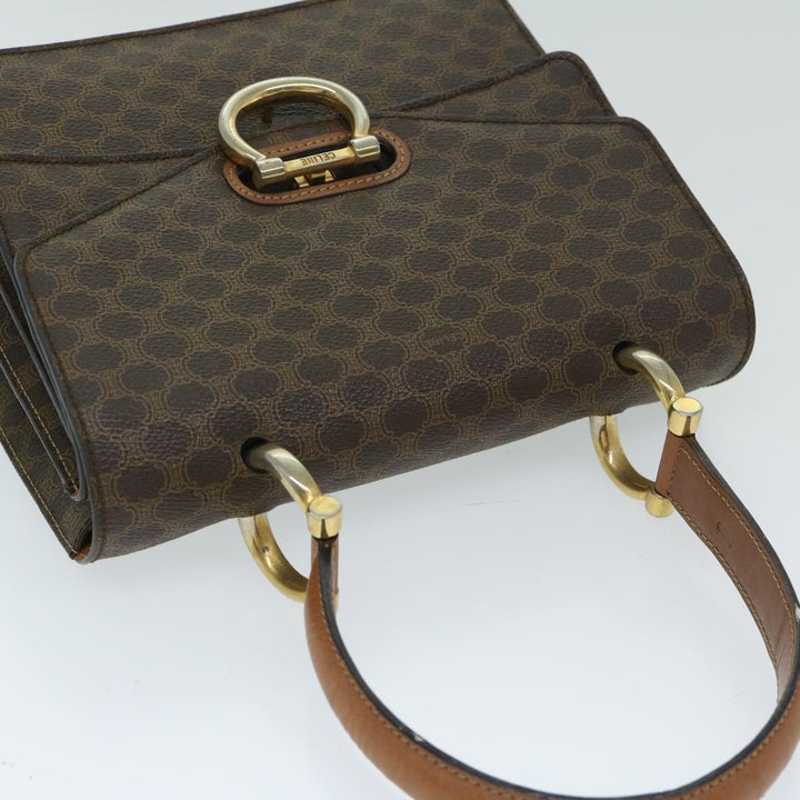 Celine Macadam Canvas Hand Bag PVC Brown Auth 68360