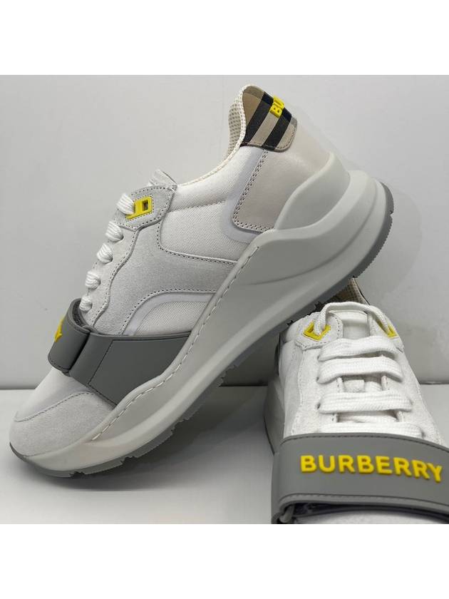 Burberry Men's Suede Vintage Check Velcro Low Top Sneakers White
