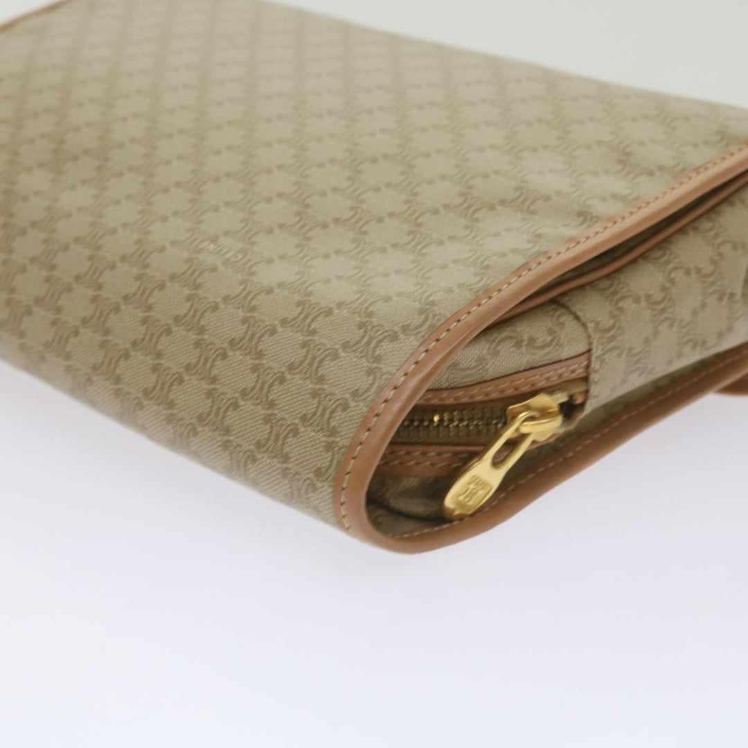 Celine Macadam Canvas Clutch Bag Beige Auth 68436