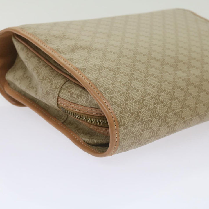 Celine Macadam Canvas Clutch Bag Beige Auth 68436