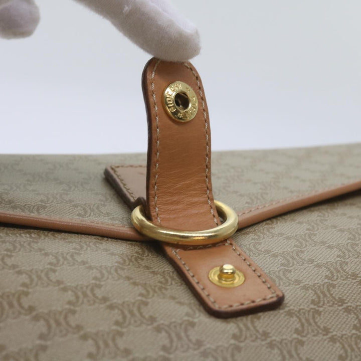 Celine Macadam Canvas Clutch Bag Beige Auth 68436