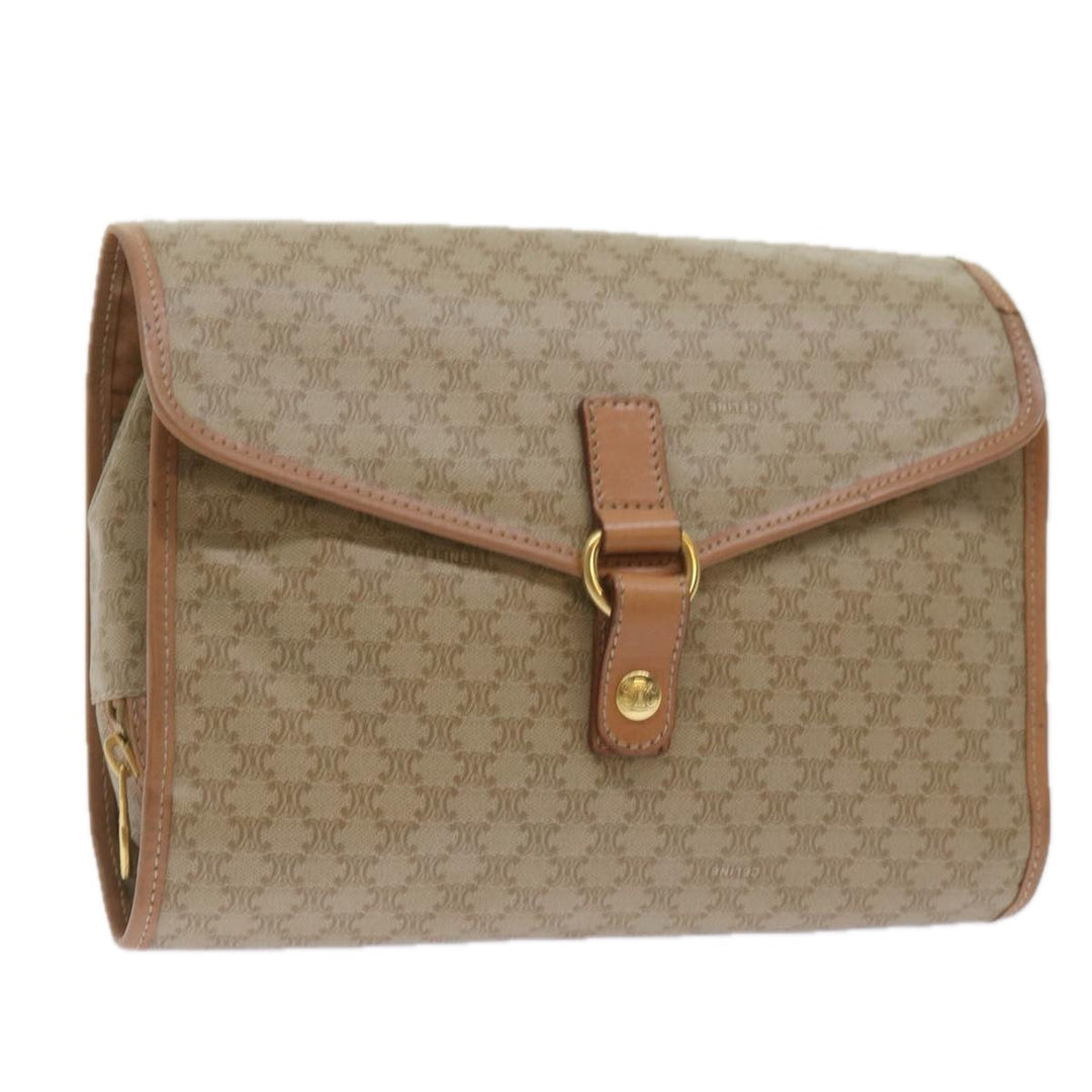 Celine Macadam Canvas Clutch Bag Beige Auth 68436