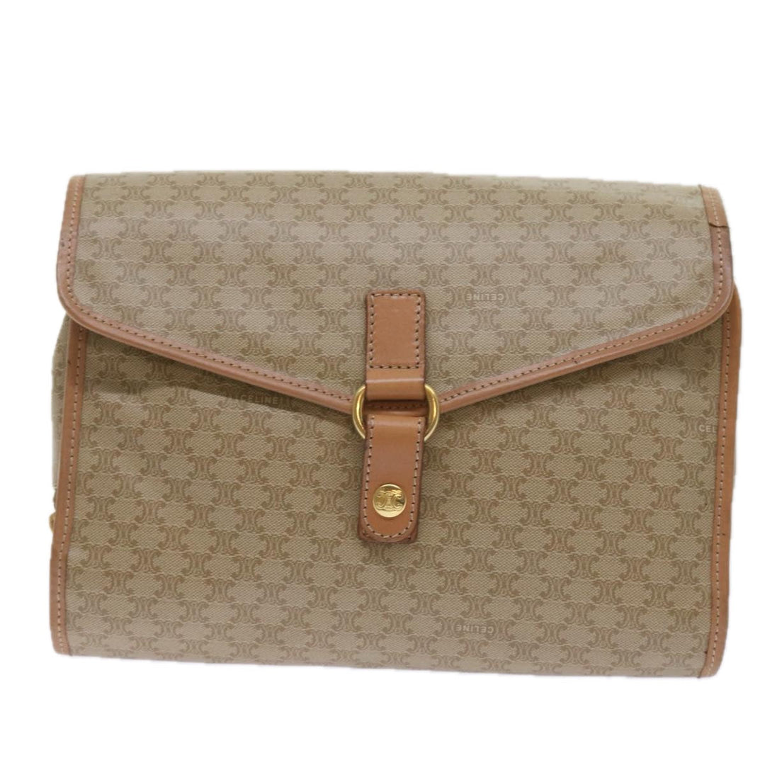 Celine Macadam Canvas Clutch Bag Beige Auth 68436