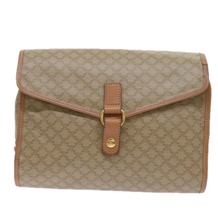 Celine Macadam Canvas Clutch Bag Beige Auth 68436