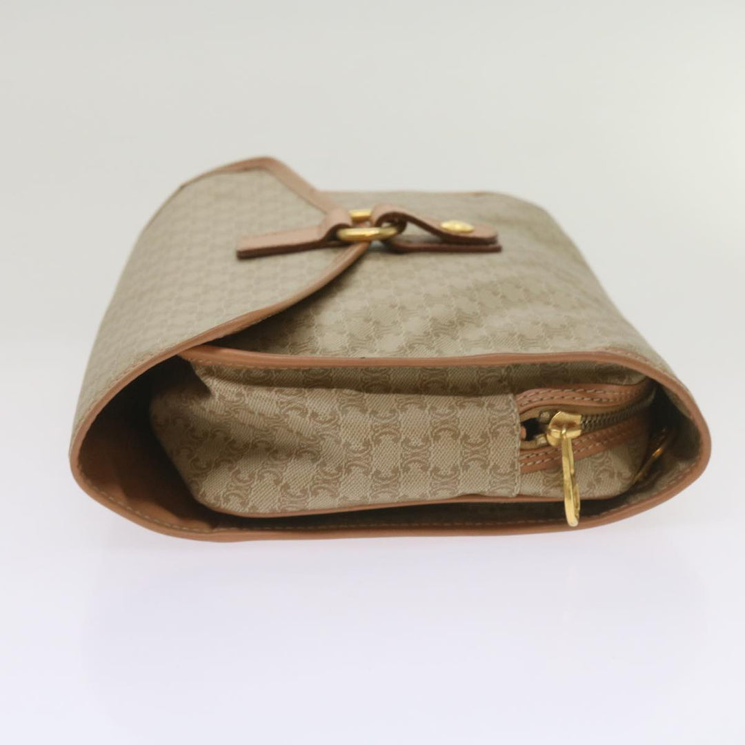 Celine Macadam Canvas Clutch Bag Beige Auth 68436