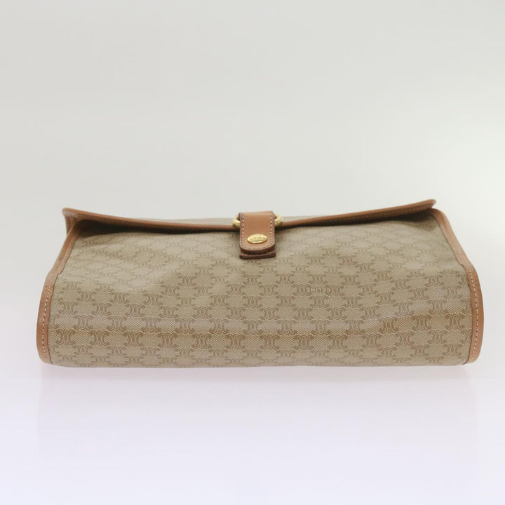 Celine Macadam Canvas Clutch Bag Beige Auth 68436