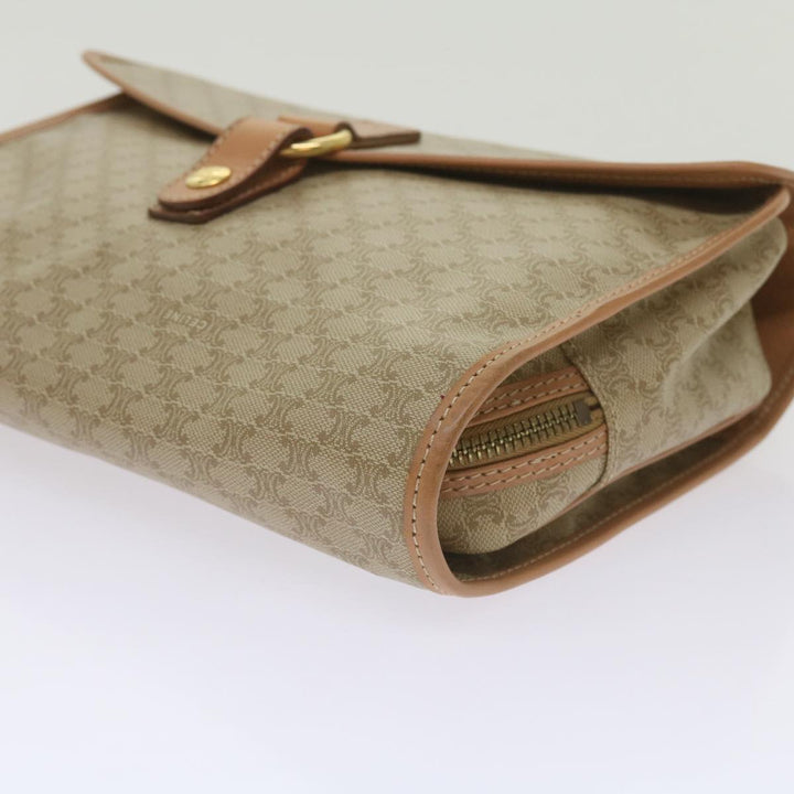 Celine Macadam Canvas Clutch Bag Beige Auth 68436