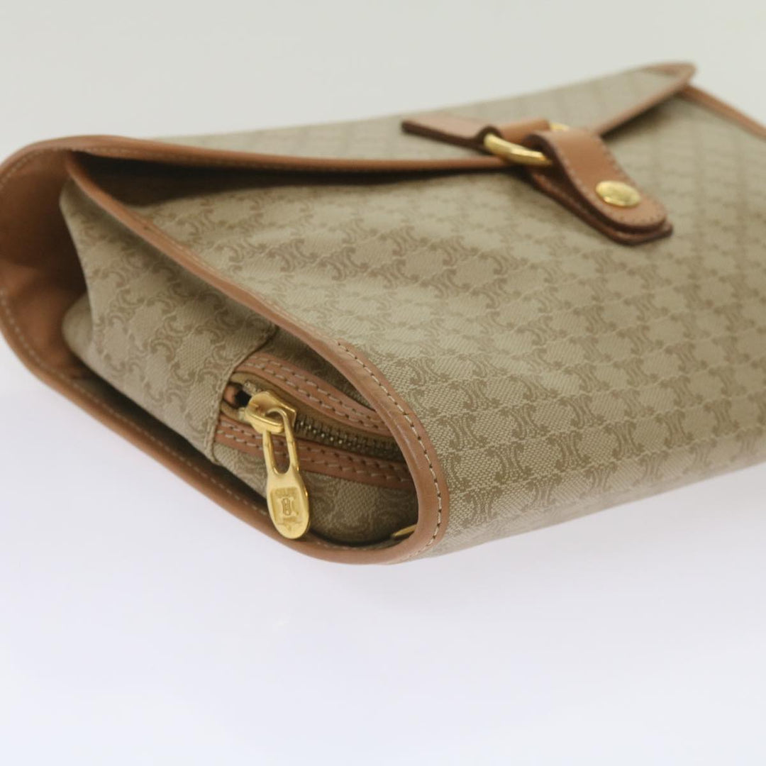 Celine Macadam Canvas Clutch Bag Beige Auth 68436
