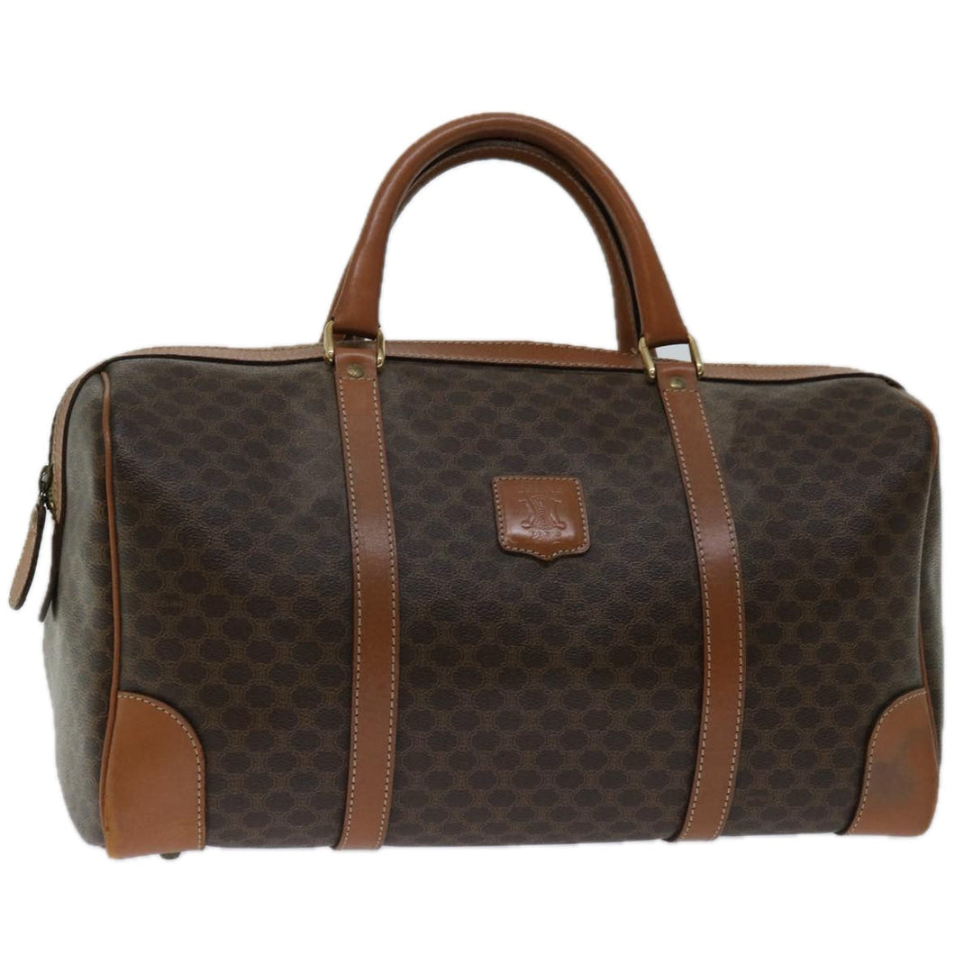 Celine Macadam Canvas Boston Bag PVC Brown Auth 68475
