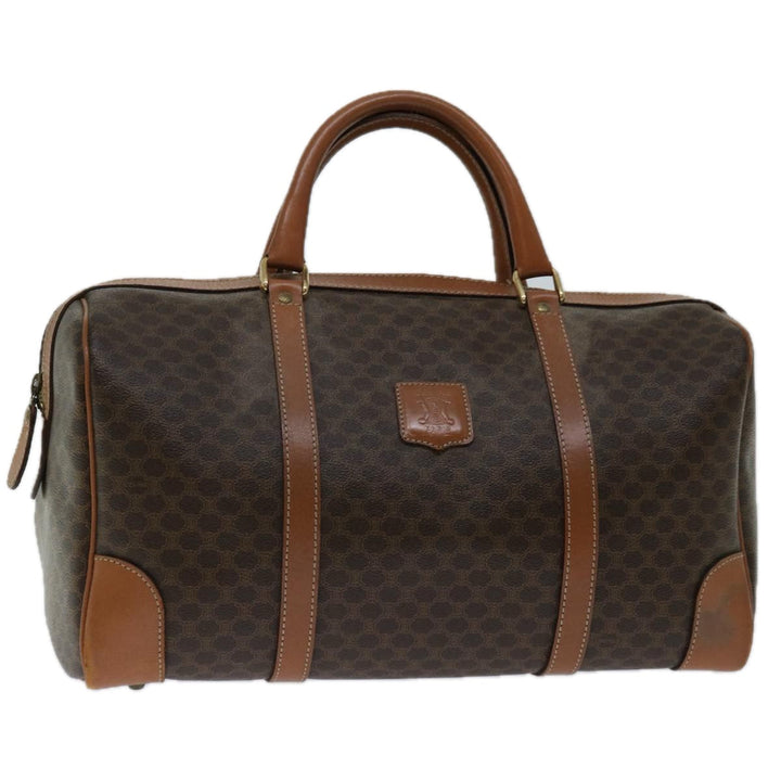Celine Macadam Canvas Boston Bag PVC Brown Auth 68475