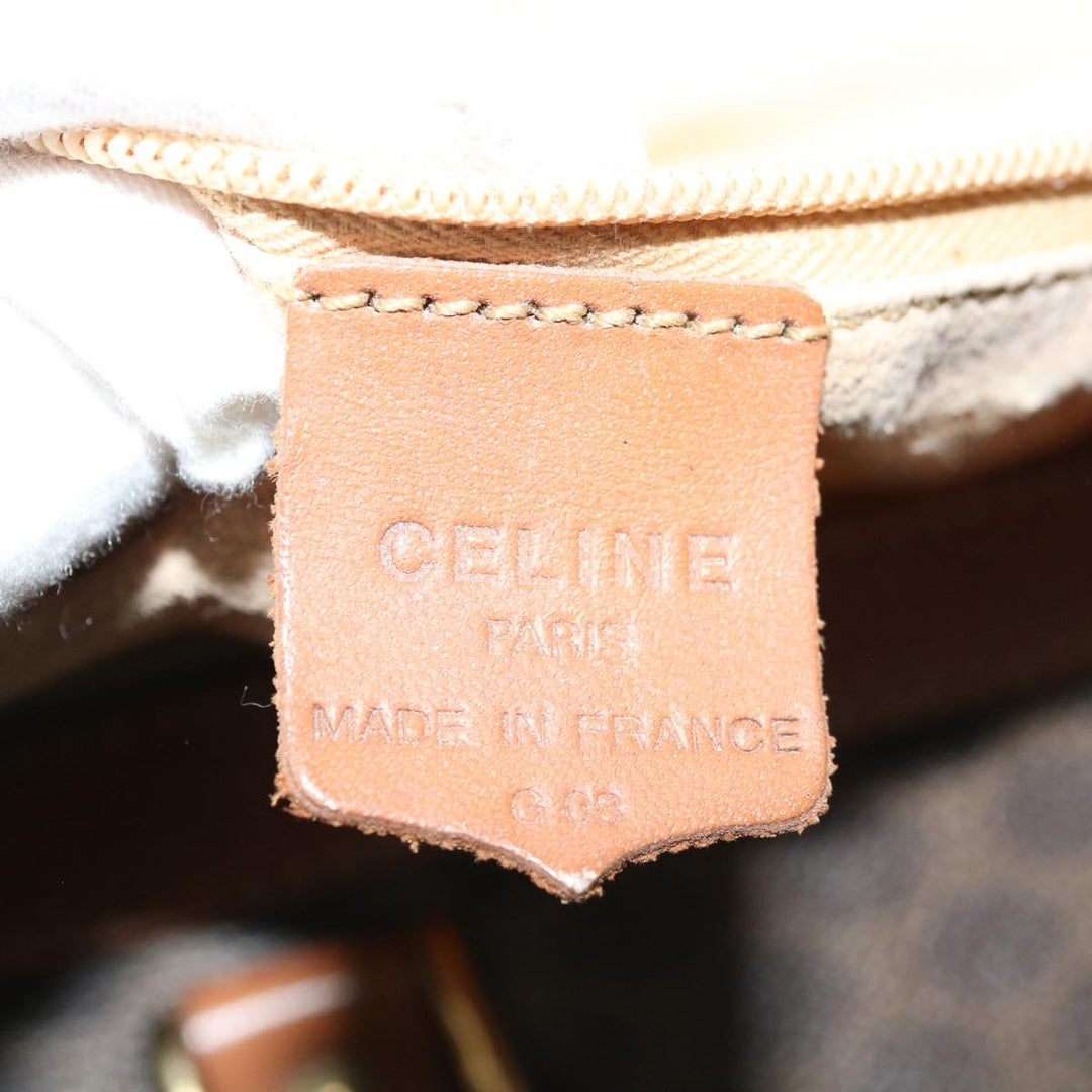 Celine Macadam Canvas Boston Bag PVC Brown Auth 68475