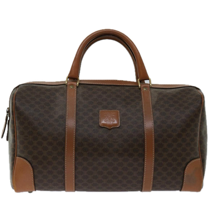 Celine Macadam Canvas Boston Bag PVC Brown Auth 68475