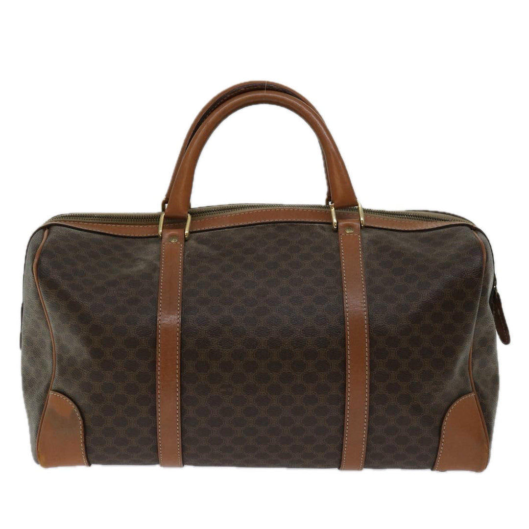 Celine Macadam Canvas Boston Bag PVC Brown Auth 68475