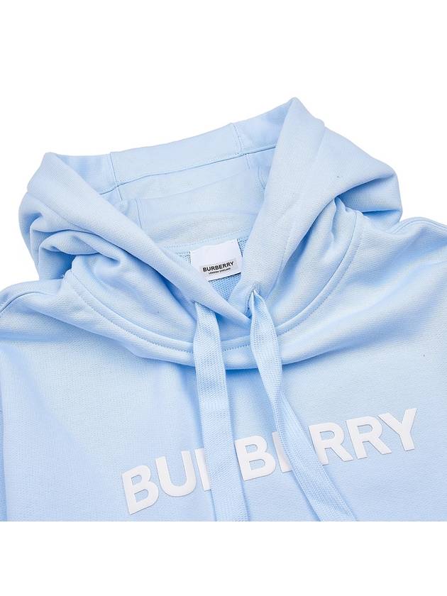 Burberry Logo Print Cotton Hoodie Light Blue