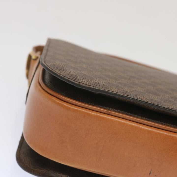 Celine Macadam Canvas Shoulder Bag PVC Leather Brown  68505