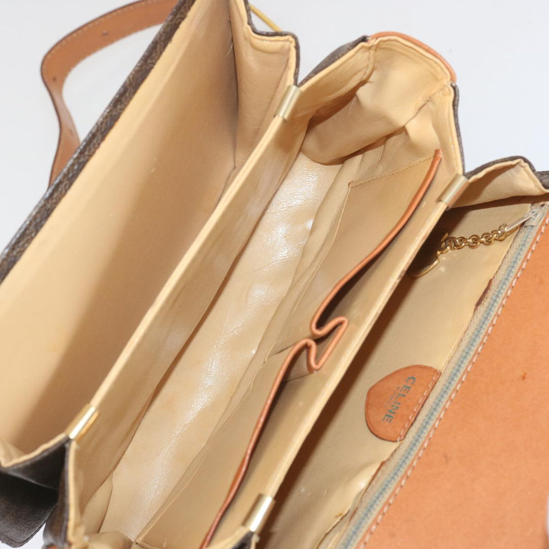Celine Macadam Canvas Shoulder Bag PVC Leather Brown  68505