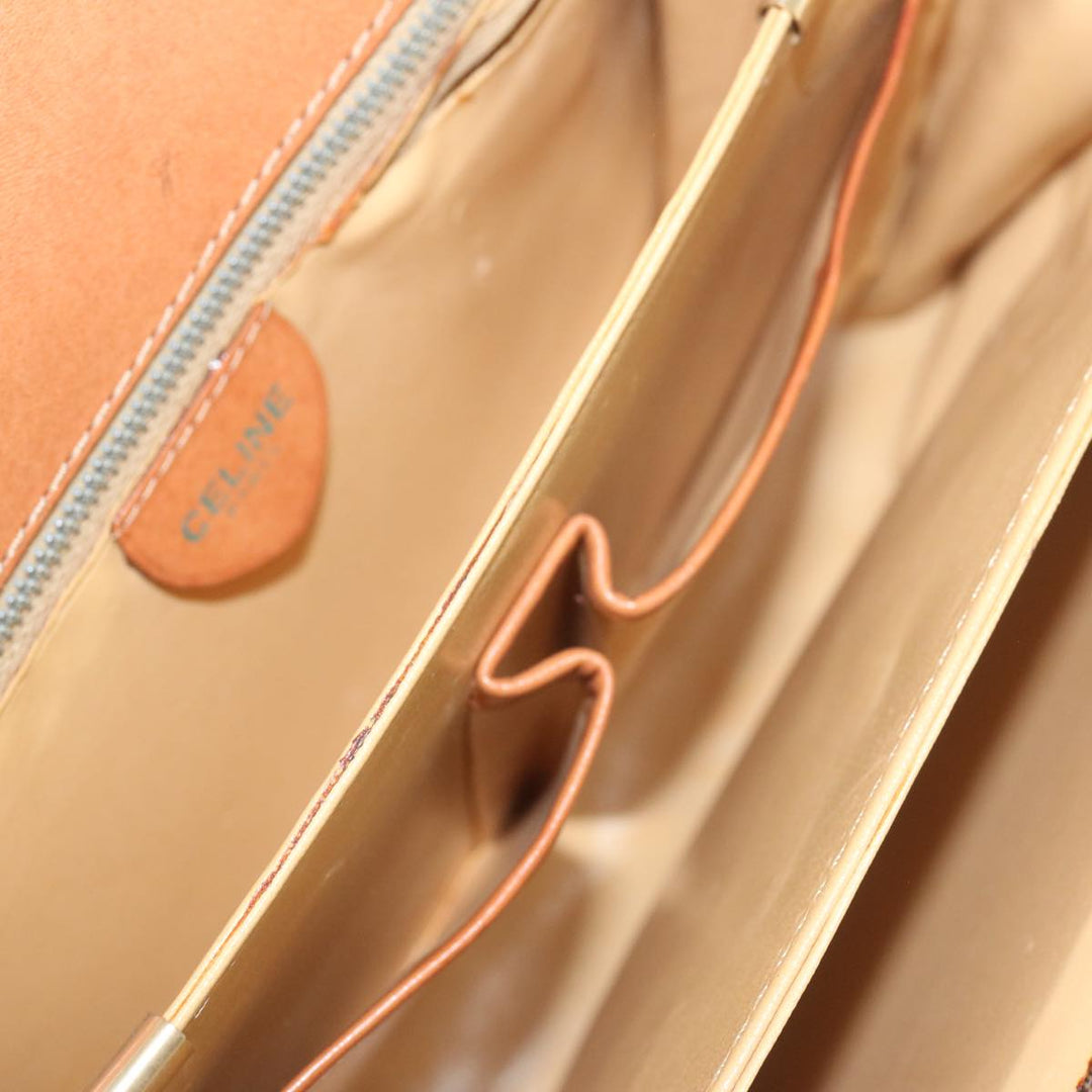 Celine Macadam Canvas Shoulder Bag PVC Leather Brown  68505